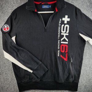 Polo Ralph Lauren Ski +ski 67 Downhill Racing Team 1/4 Zip Black Knit Large